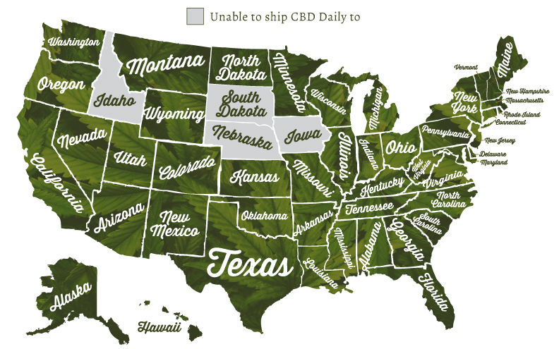 CBD-Map-Oct23-2018 States CBD Daily can ship to