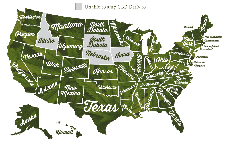 CBD-Map-Oct23-2018 States CBD Daily can ship to